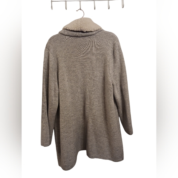 Style & Co Oversized Gray & White Cardigan Sweater with Wool Collar Size 3X - Picture 4 of 4